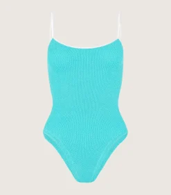 Discount - Pamela Swim Contrast - Aqua/White One Piece