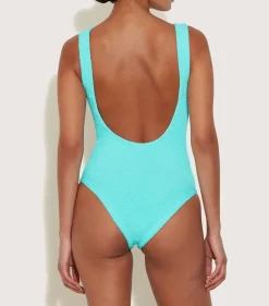 Fashion - Square Neck Swim - Aqua One Piece
