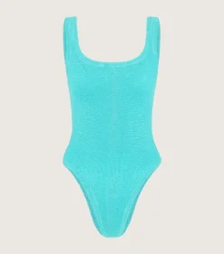Fashion - Square Neck Swim - Aqua One Piece