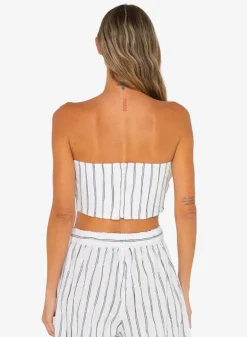 Clearance - Clementine Top - B/W Stripe Crop Tops