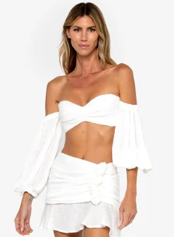 New - Dahlia Top - White Crop Tops