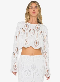 Online - Karli Top - Off White Crop Tops