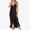 Online - Lagos Fringe Dress - Black Dresses | Midi