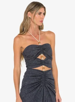 Best - Montauk Dress - Midnight Stripe Midi | Midi Dresses