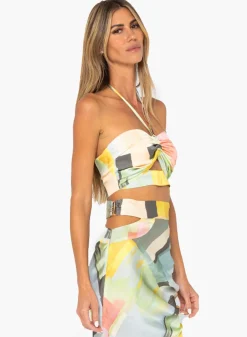 Discount - Nova Top - River Abstract Crop Tops
