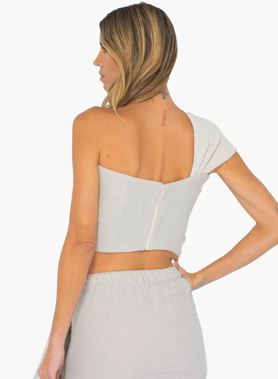 Outlet - Sol Bandeau - Grey/Oatmeal Crop Tops