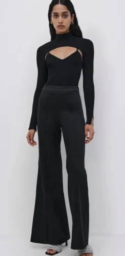 Discount Jonathan - Jordana Duches Satin Pant - Black Pants