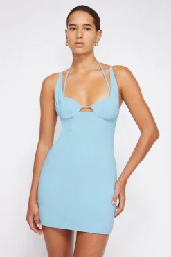 Clearance Jonathan - Vanesa Draped Mini Dress - Celeste Blue Dresses | Mini Dresses
