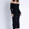 Hot - Alana Knit Midi Dress - Black Long Dresses | Midi