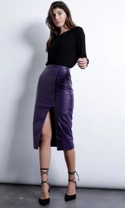 Hot - Angel Leather Skirt - Purple Long Skirts