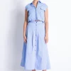 Online - Eden Button Down Skirt - Blue Stripes Long Skirts