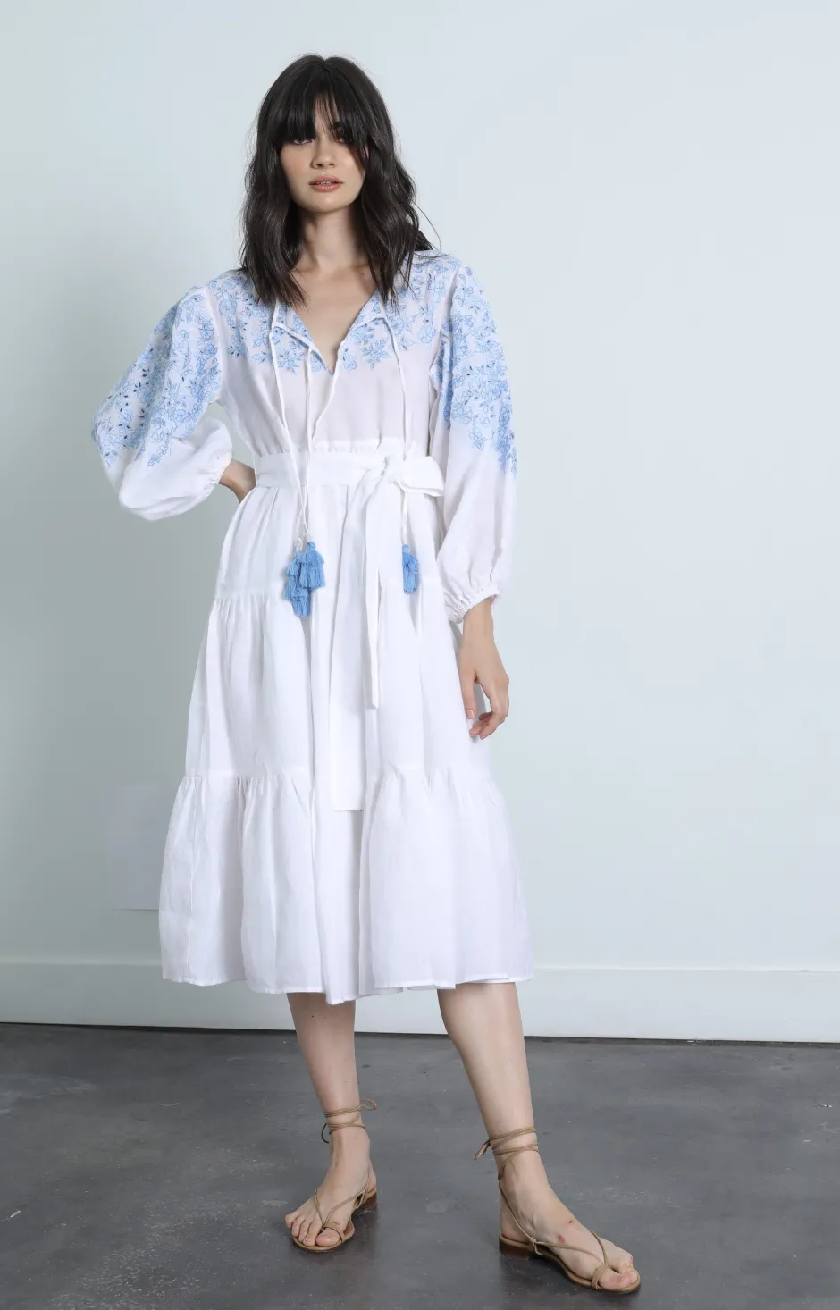 Fashion - Mykonos Embellished Dress - White Dresses | Midi