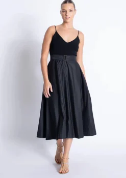 Discount - Phoenix Knit Combo Dress - Black Midi | Midi Dresses