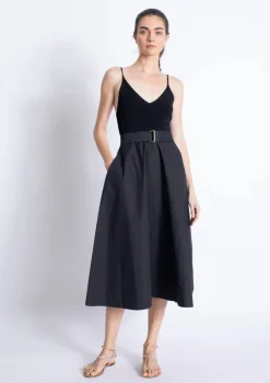 Discount - Phoenix Knit Combo Dress - Black Midi | Midi Dresses