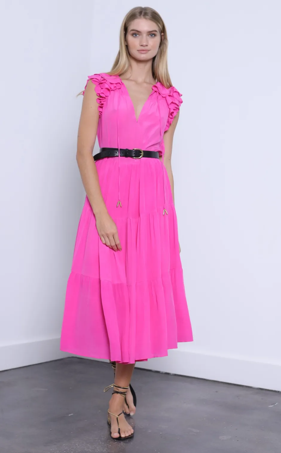 Outlet - Sabrina Dress - Neon Pink Dresses | Midi