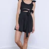 Discount - Sage Linen Mini Skirt - Black Mini Skirts