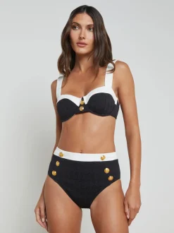 New - Alexandria Colorblock Bikini Top - Black Bikini