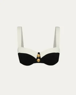 New - Alexandria Colorblock Bikini Top - Black Bikini