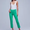Hot L’agence - Alexia H/R Crop Cigarette - Grass Green Denim | All Denim