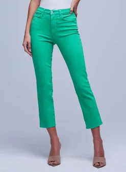 Hot L’agence - Alexia H/R Crop Cigarette - Grass Green Denim | All Denim