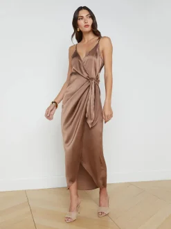 New L’agence - Amilia Silk Wrap Dress - Sparrow Dresses | Midi