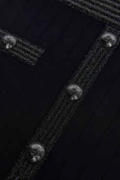New - Anissa Button-Front Dress - Black/Gunmetal Lurex Dresses
