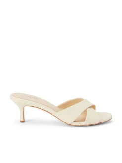 Outlet L’agence - Aveline Kitten Heel Sandal - Ecru Leather Shoes