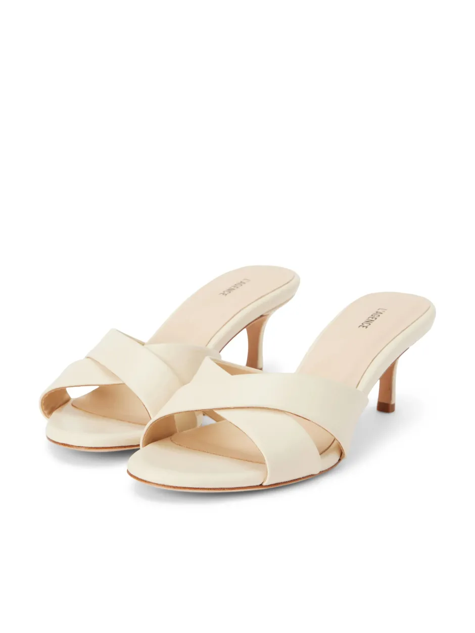 Outlet L’agence - Aveline Kitten Heel Sandal - Ecru Leather Shoes