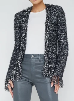 Clearance L’agence - Azure Fringe Cardigan Blazer - Black/Silver Multi Blazers | Sweaters & Knits