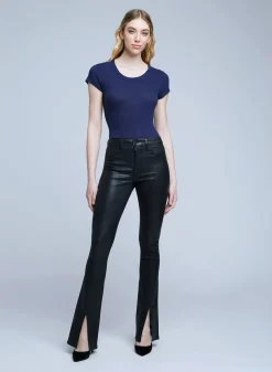 Outlet L’agence - Beatrix Coated Jean - Noir Coated Denim | All Denim