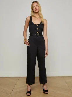 Hot L’agence - Branca Poplin Jumpsuit - Black Pants Jumpsuits