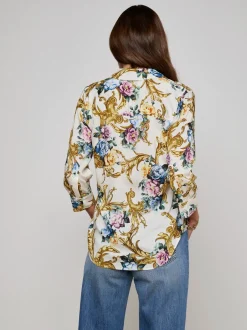 Outlet - Camille Blouse - Vintage White Small Floral Baroque Blouses
