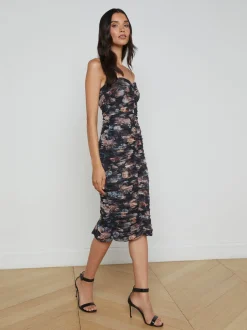 Hot L’agence - Caprice Dress - Black Lack Multi Vintage Oil Flower Florals | Floral Dresses