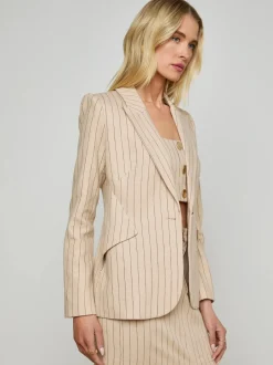 Discount L’agence - Chamberlain Blazer - Tan/Brown Pinstripe Blazers
