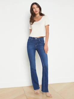 Best L’agence - Dana Scoop Neck Cropped Tee - Bisque Crop Tops