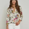 Online - Dani 3/4 Sleeve Blouse - White Multi Charonda Butterfly Blouses