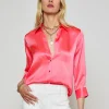 Online - Dani Silk Blouse - Pop Coral Blouses