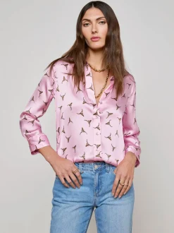 Fashion - Dani Silk Blouse - Blush/Bronze Bulls Head Blouses
