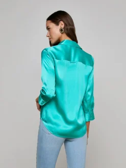 Hot - Dani Silk Blouse - Pool Blue Blouses