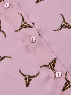 Fashion - Dani Silk Blouse - Blush/Bronze Bulls Head Blouses