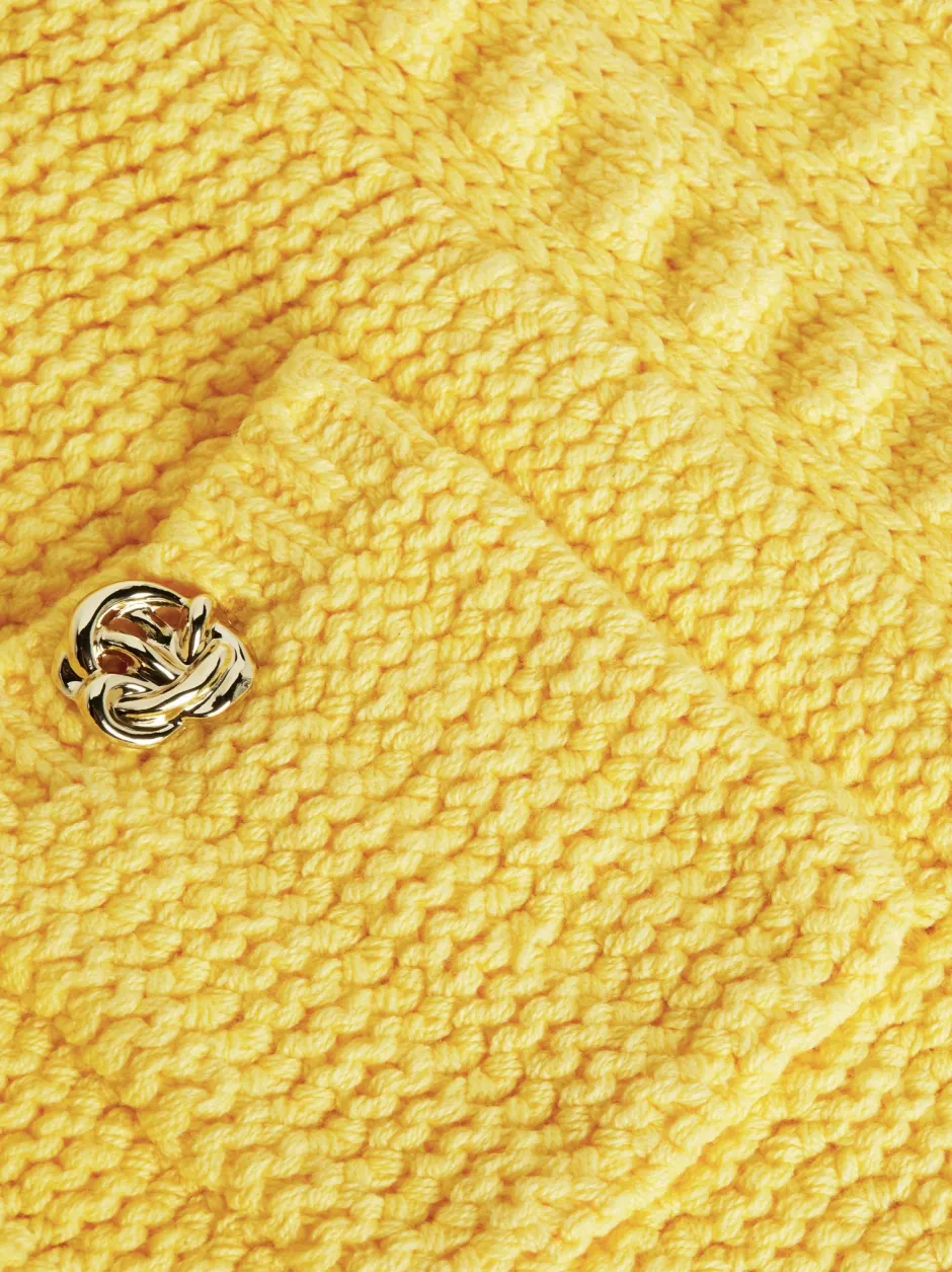 Clearance - Delilah Crop Textured Cardigan - Pale Yellow Sweaters & Knits