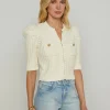 New L’agence - Delilah Cropped Cardigan - Vintage White/Gold Knot Sweaters & Knits