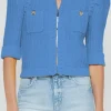 Fashion L’agence - Delilah Cropped Cardigan - Soft Blue/Nickel Sweaters & Knits