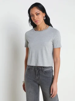 Discount L’agence - Donna Tee - Heather Grey Crop Tops
