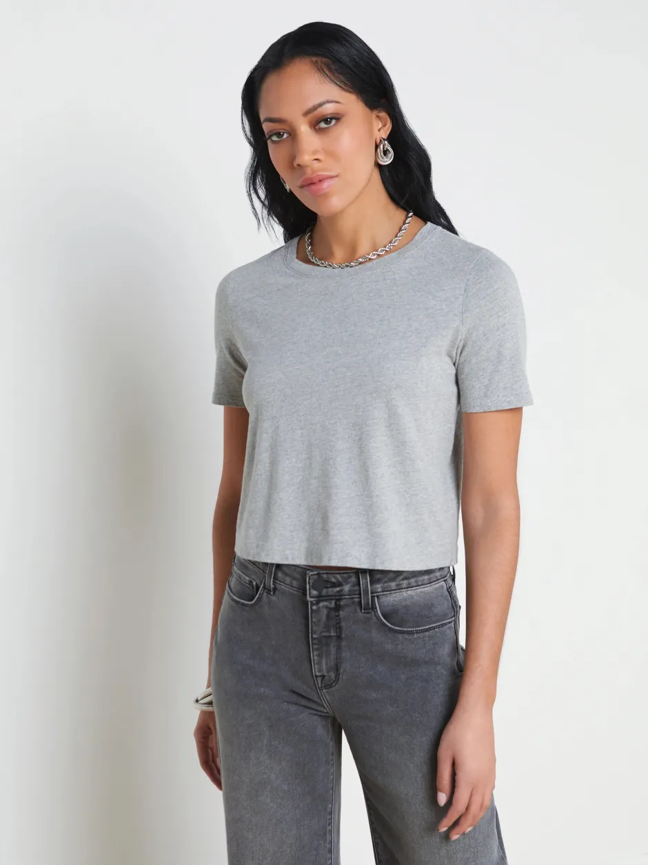 Discount L’agence - Donna Tee - Heather Grey Crop Tops