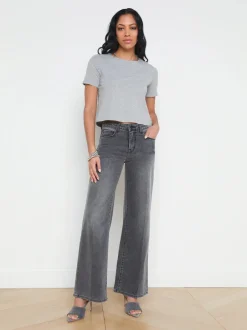 Discount L’agence - Donna Tee - Heather Grey Crop Tops