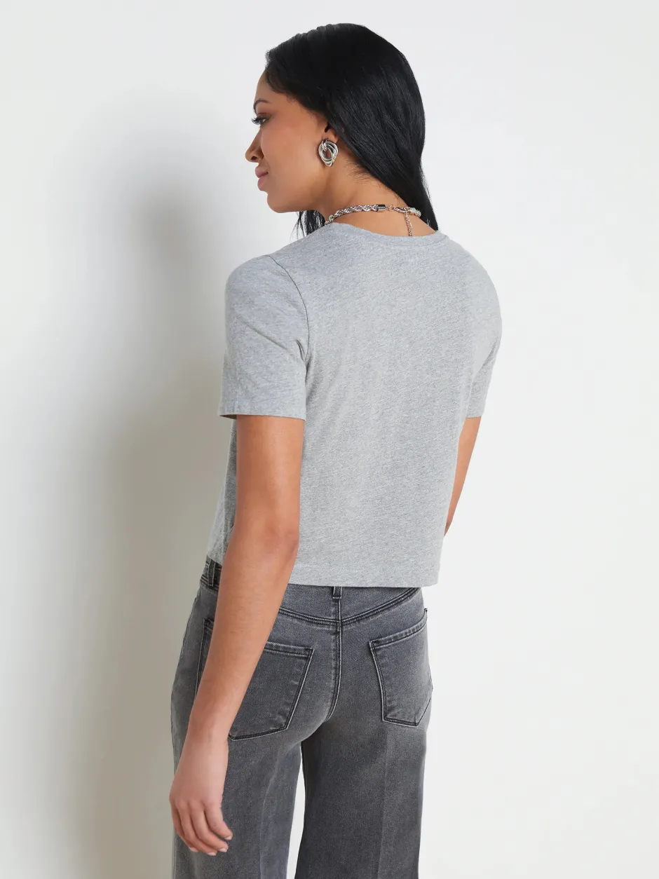 Discount L’agence - Donna Tee - Heather Grey Crop Tops