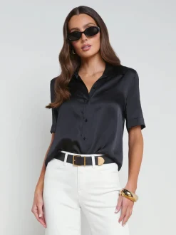 New L’agence - Ellah Silk Blouse - Black Blouses
