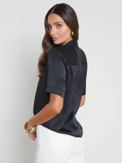 New L’agence - Ellah Silk Blouse - Black Blouses