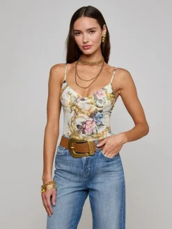Hot L’agence - Elowen Underwire Bodysuit - Vintage White Floral Baroque Bodysuits